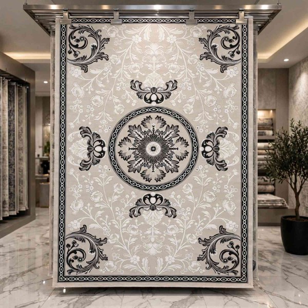 LORIN Turkish Rug Korean Design A419A GREY CREAM - 50x80 cm Small Mat