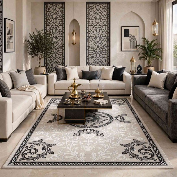 LORIN Turkish Rug Korean Design A419A GREY CREAM - 50x80 cm Small Mat