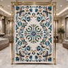 سجاد رمادا نقش كوري تركي A336A سماوي غامق مقاس 300*400