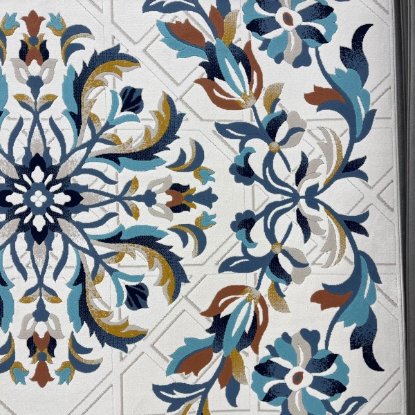 سجاد رمادا نقش كوري تركي A336A سماوي غامق مقاس 300*400