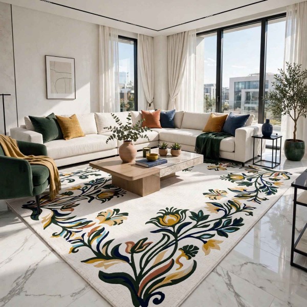 Rayyan Turkish Rug Korean Design A172A green - 100x200 cm Area Rug