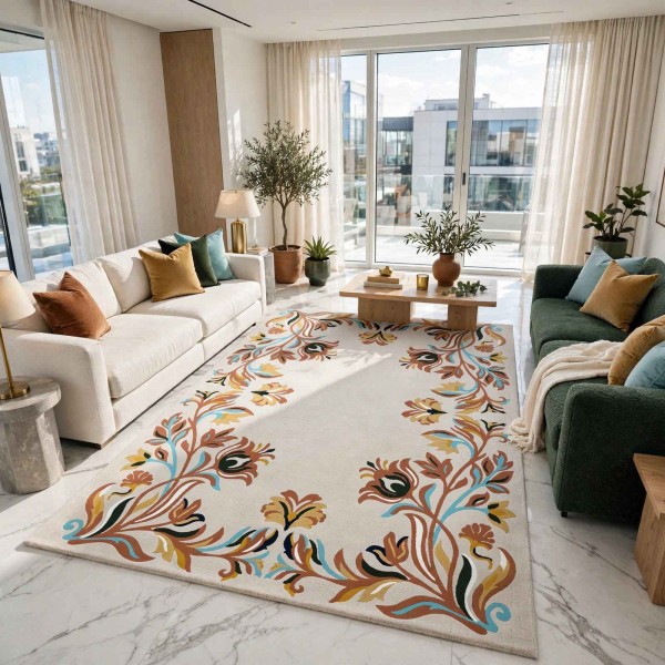 Rayyan Turkish Rug Korean Design A172A KREMIT - 400x500 cm Jumbo Carpet