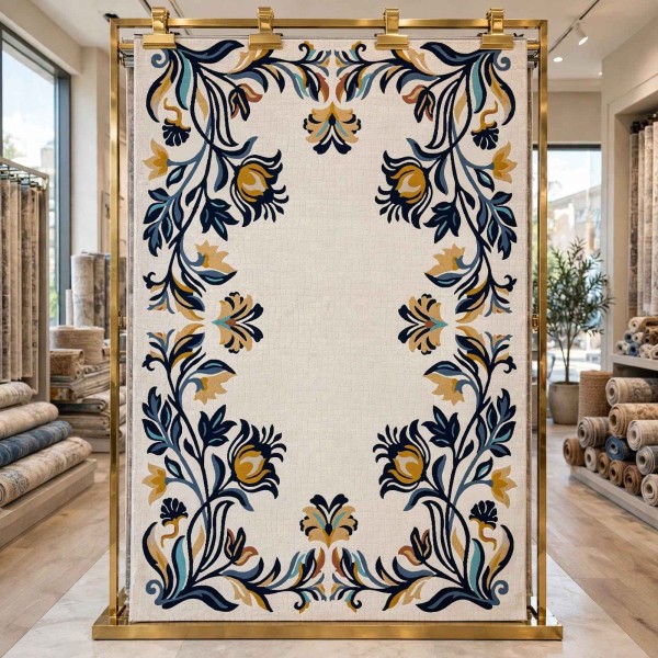Rayyan Turkish Rug Korean Design A172A navy - 400x600 cm Royal Majlis Carpet