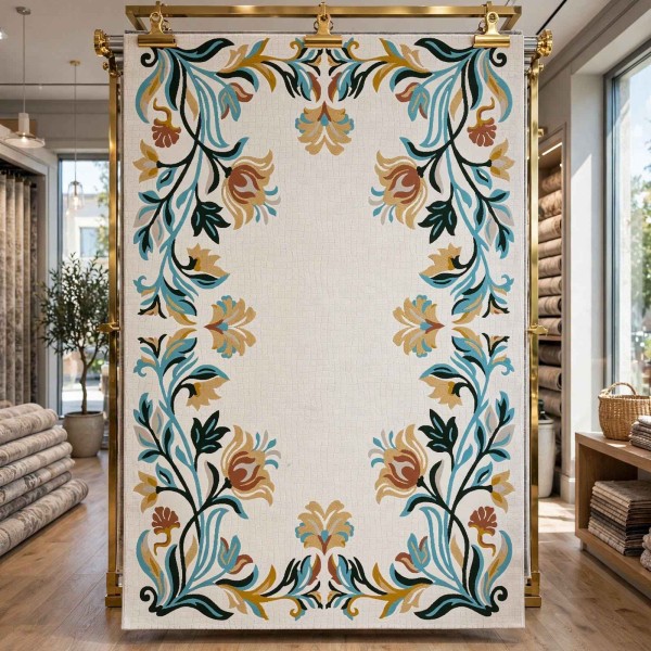 Rayyan Turkish Rug Korean Design A172A TURKUAZ - 250x350 cm Majlis Carpet