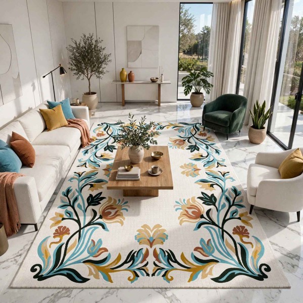Rayyan Turkish Rug Korean Design A172A TURKUAZ - 250x350 cm Majlis Carpet