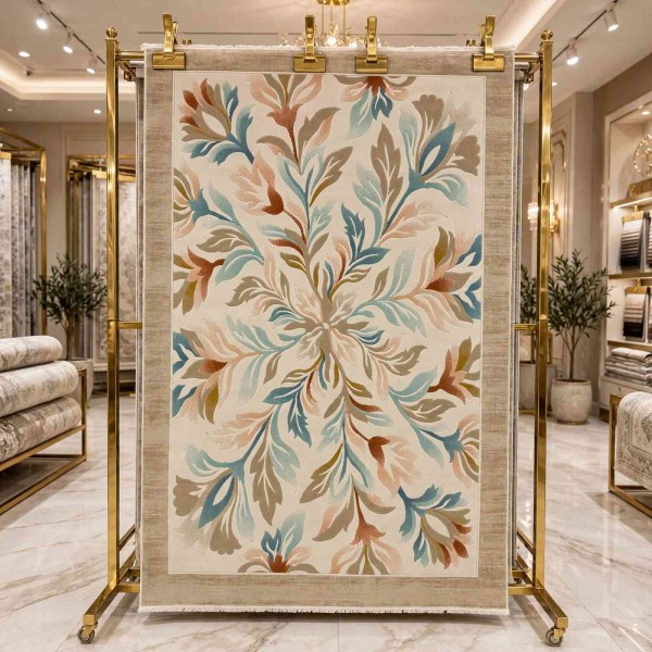 SUMMER Turkish Small Rug 43641A Korean CREAM AQUA 50x80 cm - Doormat & Bedside Rug