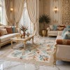 SUMMER Turkish Small Rug 43641A Korean CREAM AQUA 50x80 cm - Doormat & Bedside Rug