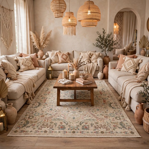 سجاد سوبر بوهيمي تركي A213A بيج مقاس 100*200