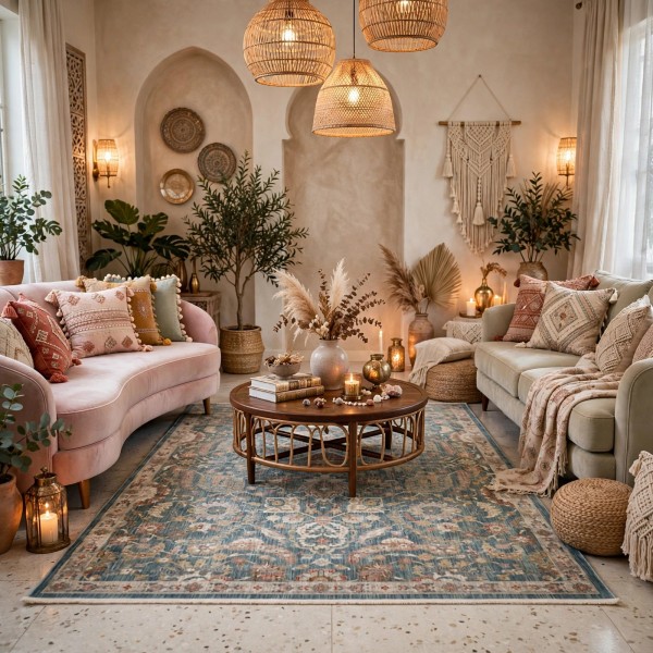 سجاد سوبر بوهيمي تركي A213A سماوي فاتح مقاس 250*350