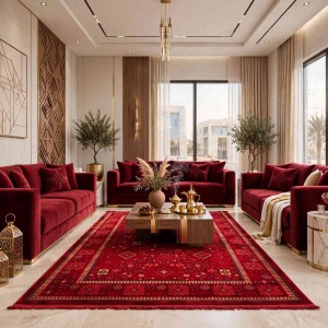 سجاد تركي بخارى تبريز افغاني 9618A عنابي مقاس 300*400