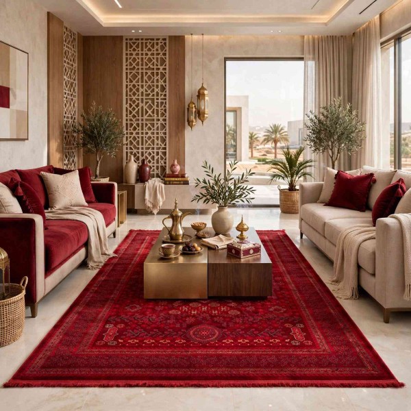 سجاد تركي بخارى تبريز افغاني 9797K عنابي مقاس 400*500