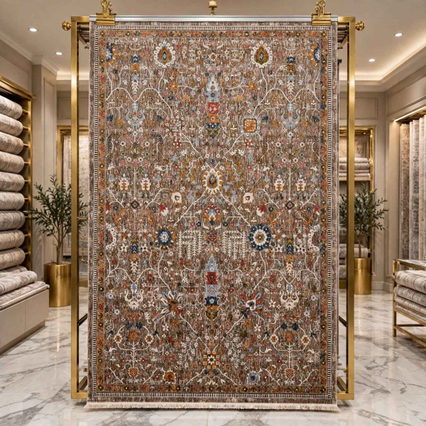 سجاد فيرونا بوهيمي تركي KP79A بيج غامق برتقالي مقاس 50*80