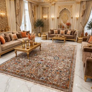 سجاد فيرونا بوهيمي تركي KP79A بيج غامق برتقالي مقاس 100*300