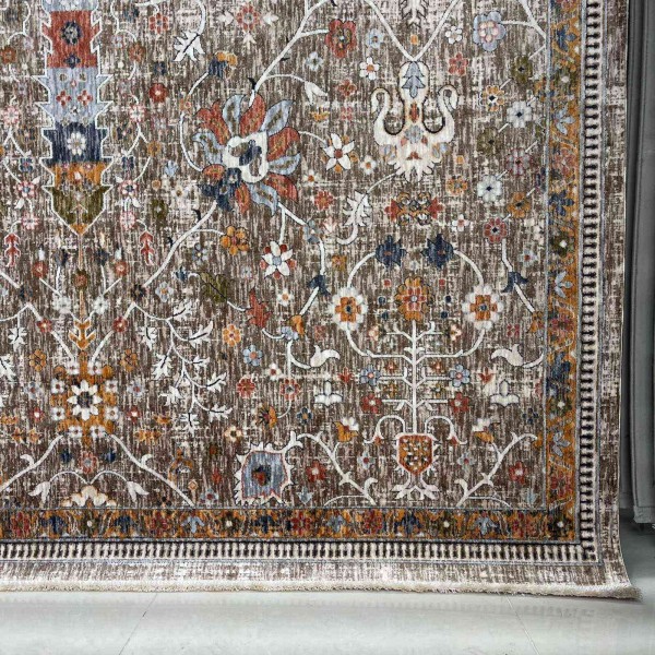 سجاد فيرونا بوهيمي تركي KP79A بيج غامق برتقالي مقاس 50*80