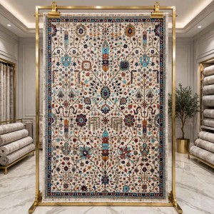 سجاد فيرونا بوهيمي تركي KP79A كريم تركواز مقاس 150*220