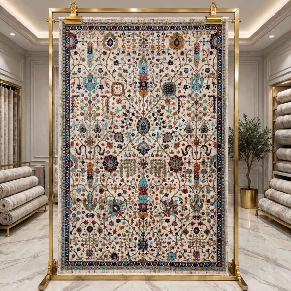 Turkish VERONA Bohemian Rug KP79A CREAM TURQUOIS Size 80*150