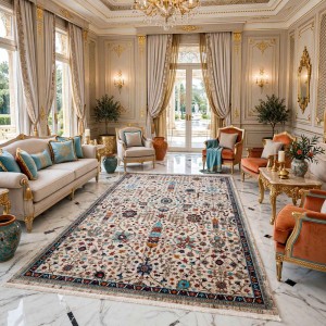 سجاد فيرونا بوهيمي تركي KP79A كريم تركواز مقاس 150*220