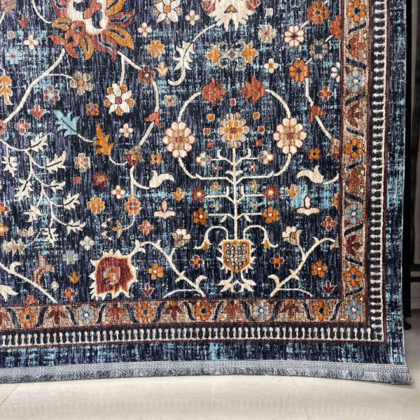 سجاد فيرونا بوهيمي تركي KP79A سماوي غامق زهري مقاس 300*400