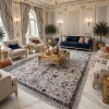 Turkish VERONA Bohemian Rug KP79A Light gray multi aqua Size 200*300