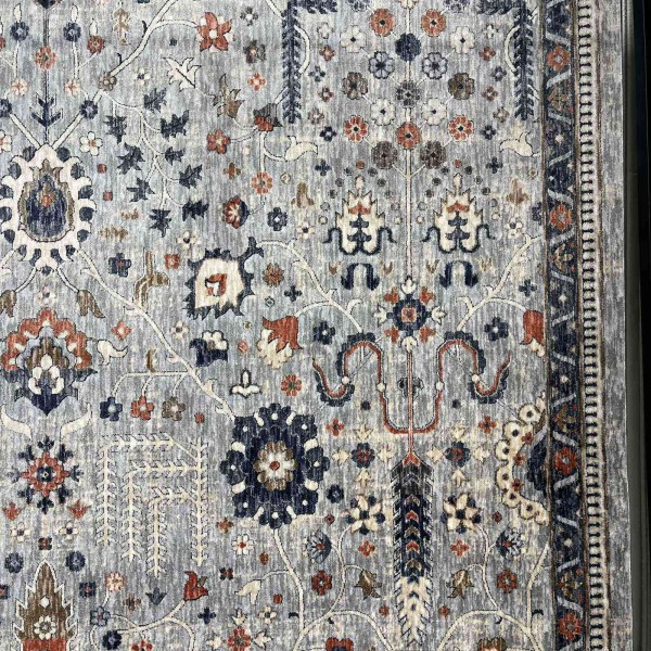 Turkish VERONA Bohemian Rug KP79A Light gray multi aqua Size 200*300