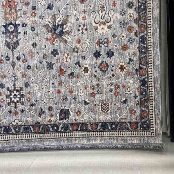 Turkish VERONA Bohemian Rug KP79A Light gray multi aqua Size 200*300