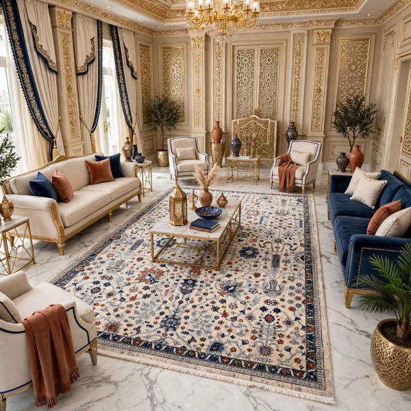 Turkish VERONA Bohemian Rug KP79A beige multi aqua Size 300*400