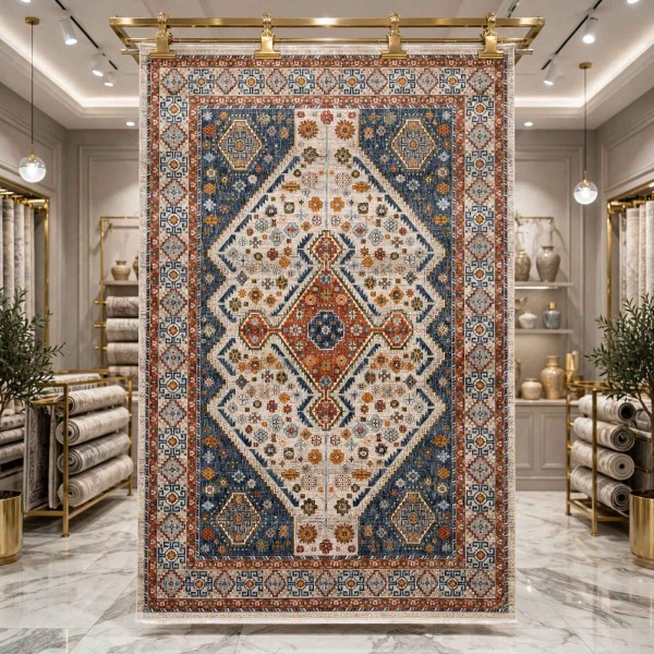 Turkish VERONA Bohemian Rug KO82A BEIGE MULTI AQUA Size 100*200