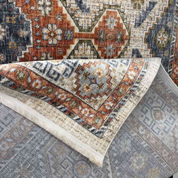 Turkish VERONA Bohemian Rug KO82A BEIGE MULTI AQUA Size 100*200