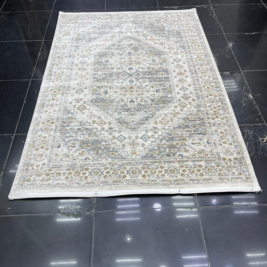 Bohemian Max Turkish carpet B018B gray white color size 80*150