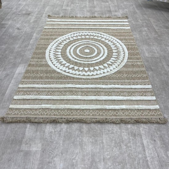 Turkish burlap carpet Isi 06545D white size 300*400