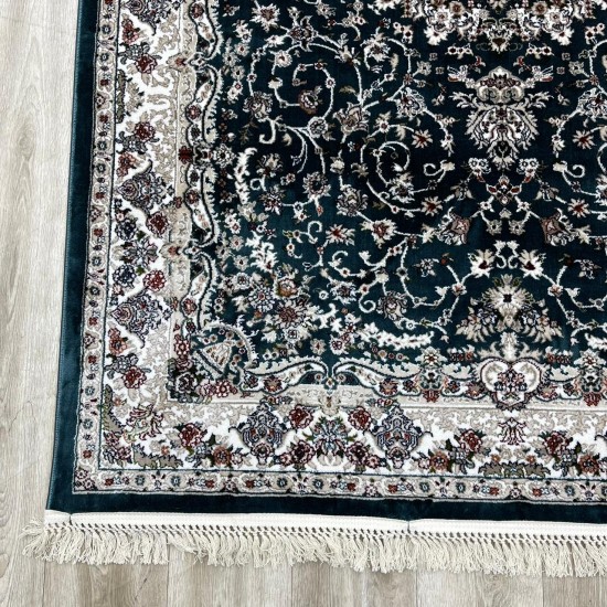 Turkish samarkandi carpet A027A cyan size 400*600