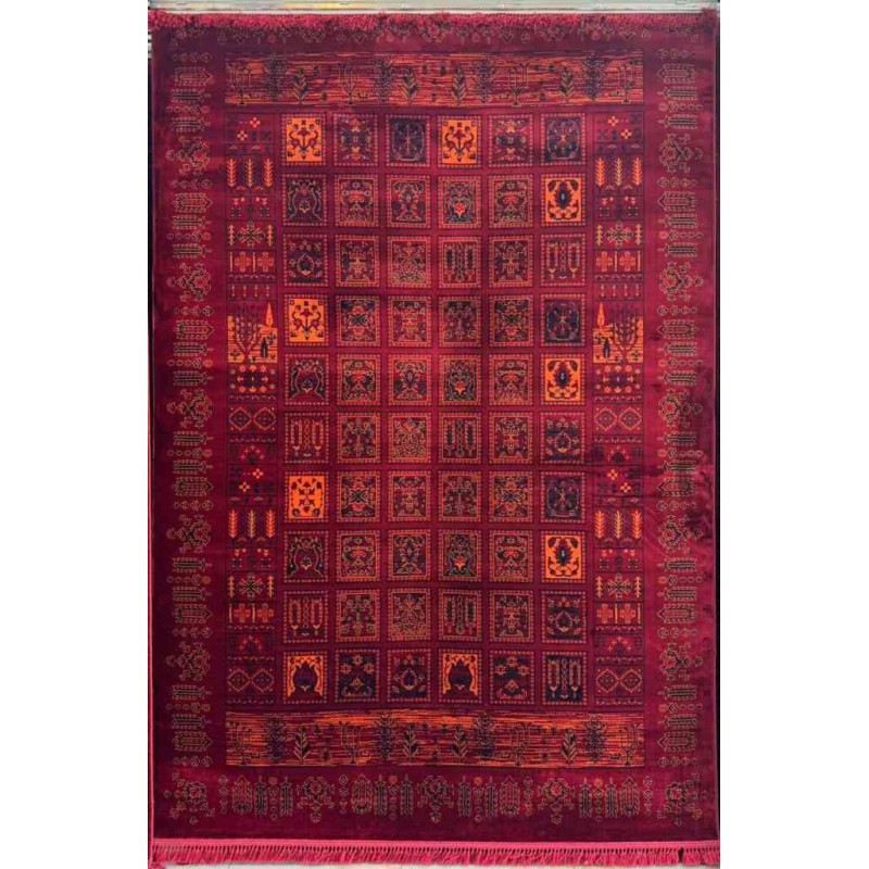 Turkish carpet Bukhara Babylon Afghan pattern 1511 red size 100*300