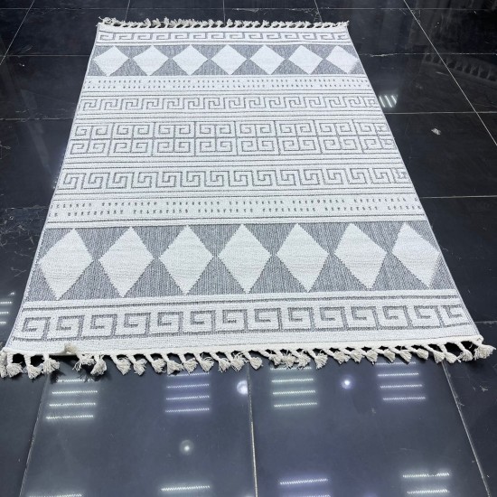 Turkish Batara Burlap Carpet L0064B Gray Ivory Size 200*300