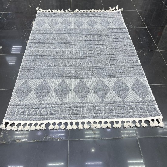 Turkish Batara Burlap Carpet L0064B Gray Size 100*200