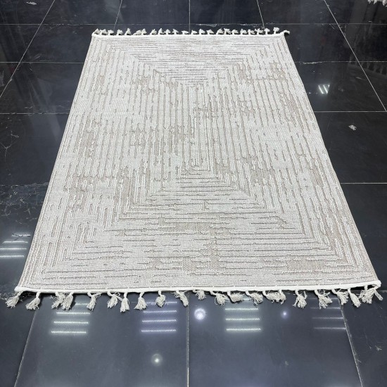 سجاد خيش باتارا تركي L0026B بني بيج مقاس 150*220