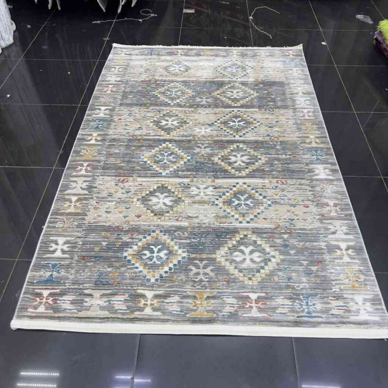 Vintage Turkish Bohemian Rug B0024C Grey Beige 100*300