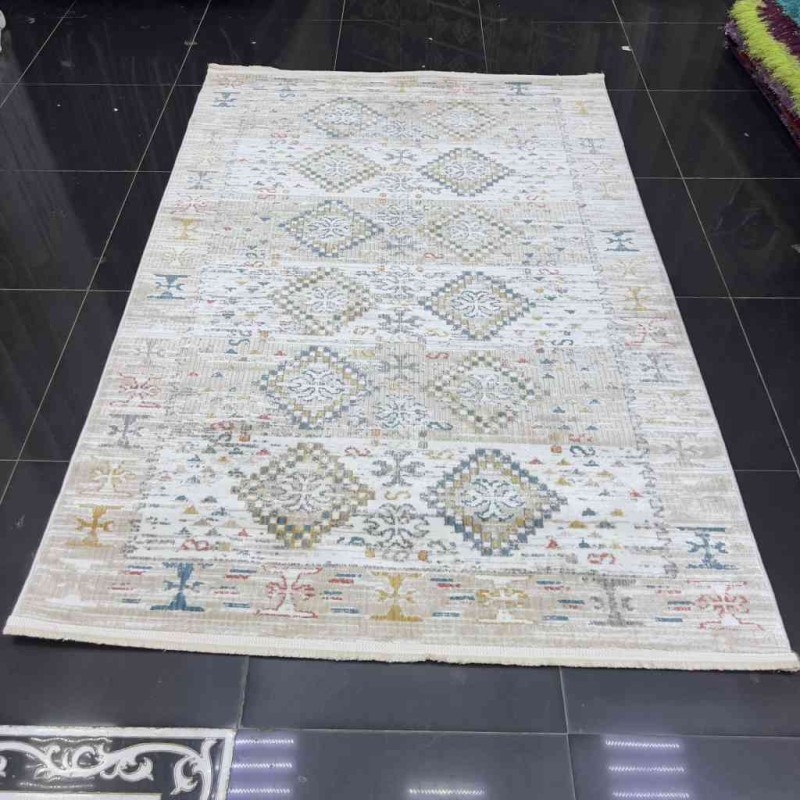 Vintage Turkish Bohemian Rug B0024C Beige White 150*230