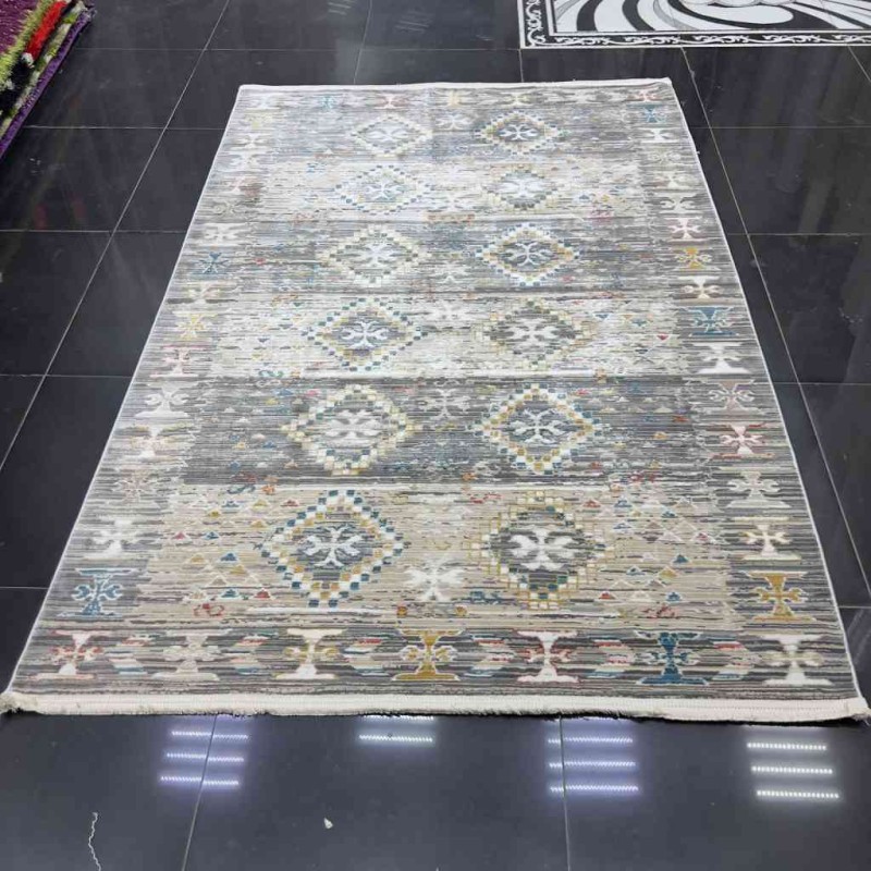 Vintage Turkish Bohemian Rug B0024C Grey Beige 100*300