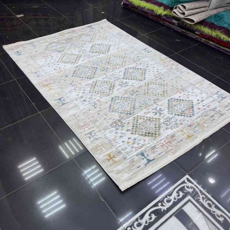 Vintage Turkish Bohemian Rug B0024C Beige White 150*230