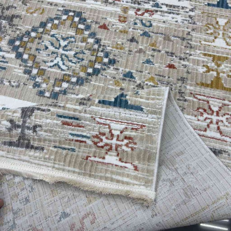 Vintage Turkish Bohemian Rug B0024C Beige White 150*230