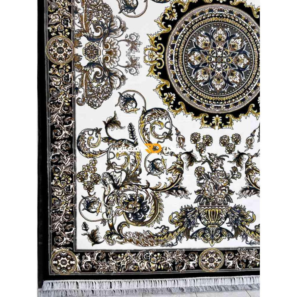 سجاد تركي طوكيو نقش ايراني B061B لون اسود دائري مقاس 300*300