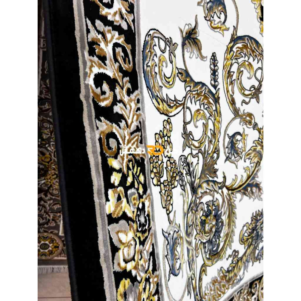 سجاد تركي طوكيو نقش ايراني B061B لون اسود دائري مقاس 300*300