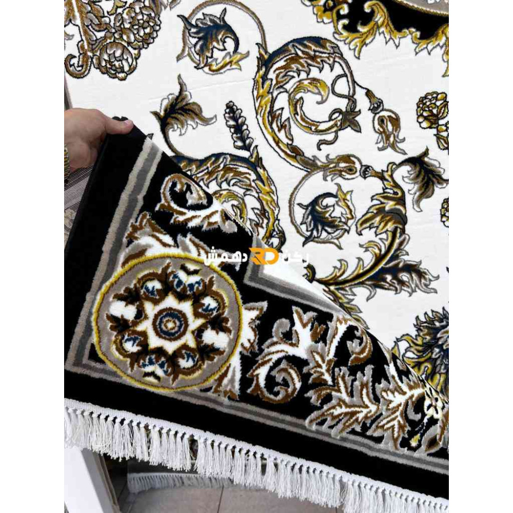 سجاد تركي طوكيو نقش ايراني B061B لون اسود دائري مقاس 300*300