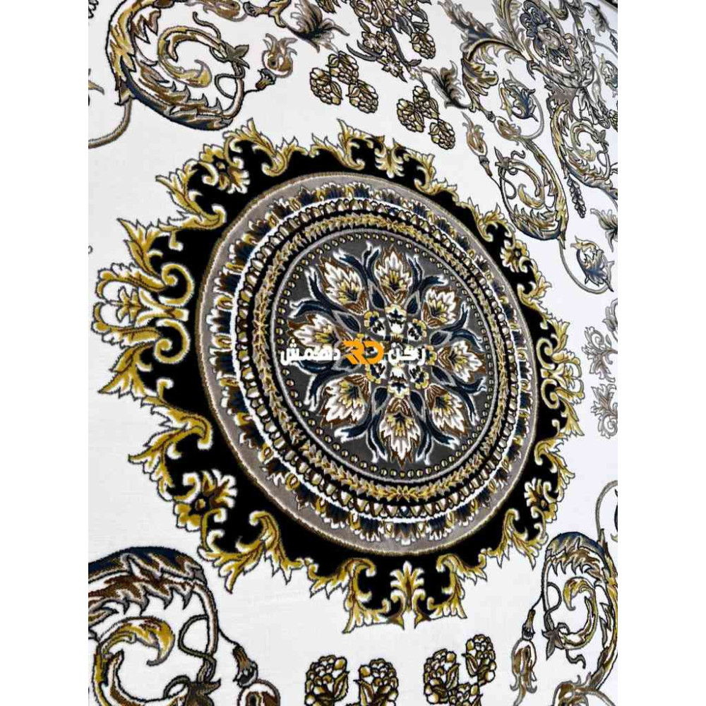 سجاد تركي طوكيو نقش ايراني B061B لون اسود دائري مقاس 300*300