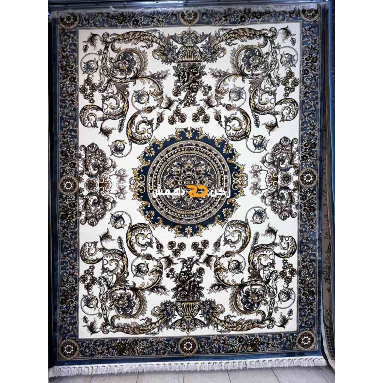 سجاد تركي طوكيو نقش ايراني B061B لون سماوي مقاس 100*200