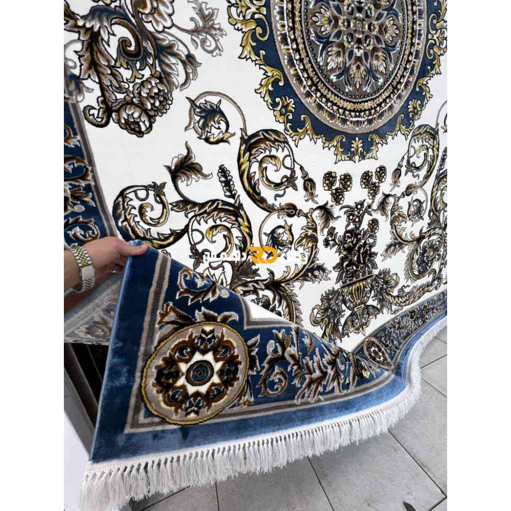 سجاد تركي طوكيو نقش ايراني B061B لون سماوي مقاس 400*600