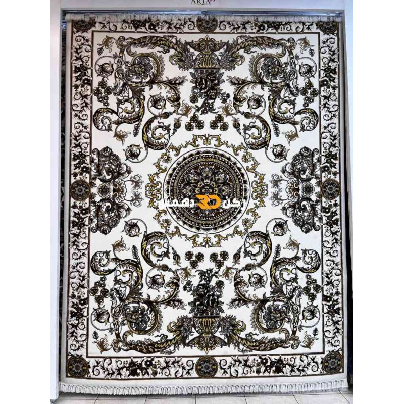 Turkish Tokyo rug Iranian pattern B061B white color round size 300*300