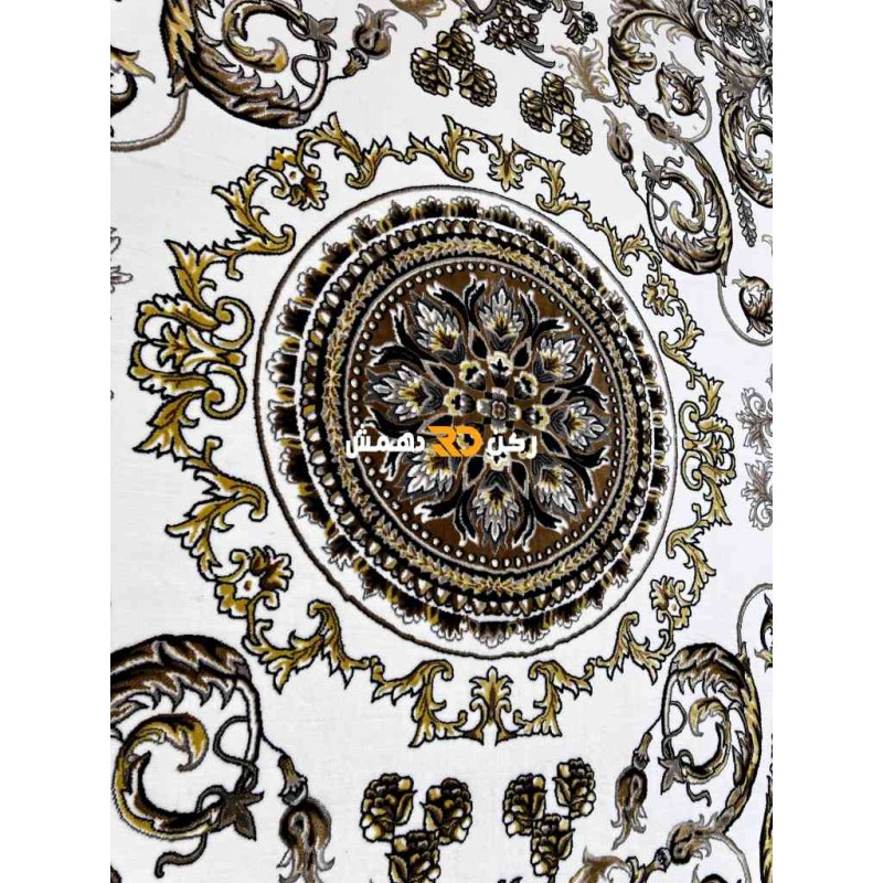 Turkish Tokyo rug Iranian pattern B061B white color round size 300*300