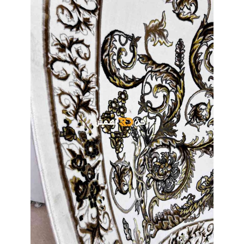 Turkish Tokyo rug Iranian pattern B061B white color round size 300*300