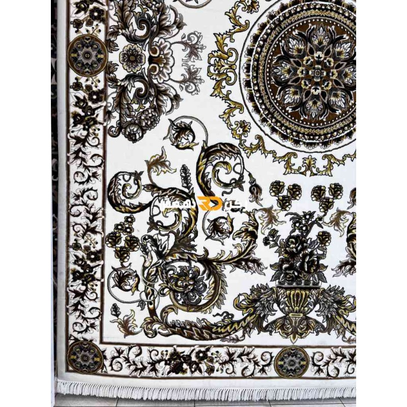 Turkish Tokyo rug Iranian pattern B061B white color round size 300*300